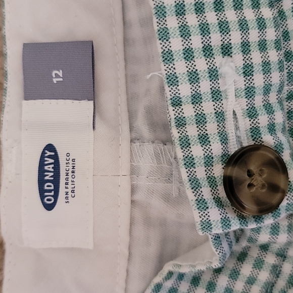 Old Navy | Green & White Gingham Check Shorts Size 12 - Picture 4 of 4